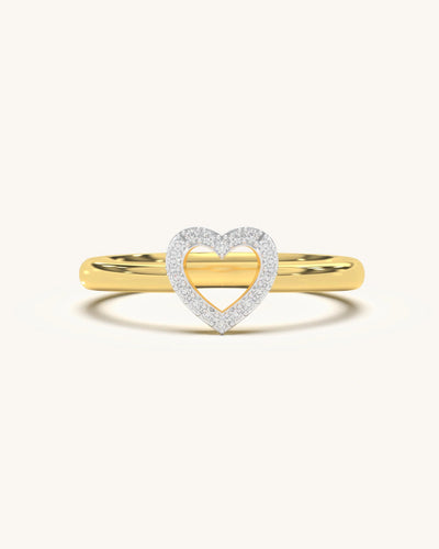 Sparkling Open Heart Ring with Moissanite Diamonds in 18K Gold Vermeil