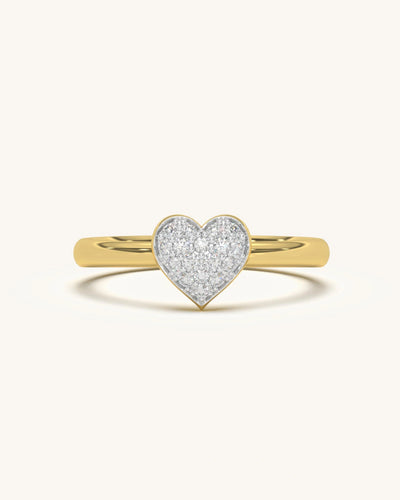 Full Sparkle Ring with heart-shaped moissanite diamonds on 18KT Gold Vermeil band