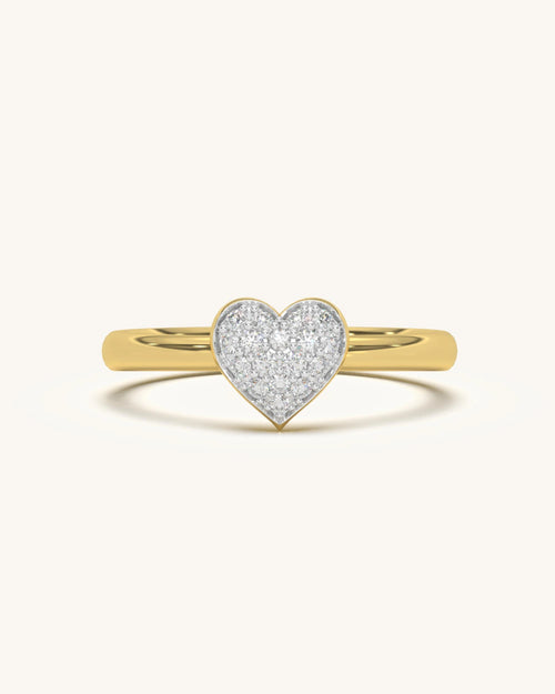 Full Sparkle Ring with heart-shaped moissanite diamonds on 18KT Gold Vermeil band