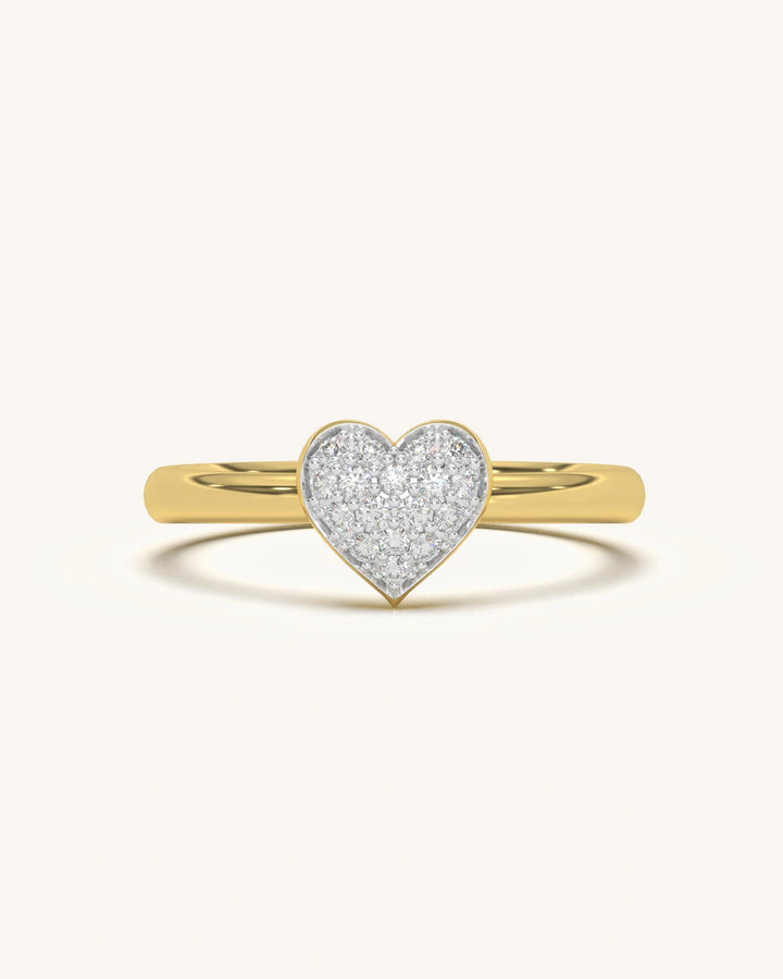 Full Sparkle Ring with heart-shaped moissanite diamonds on 18KT Gold Vermeil band
