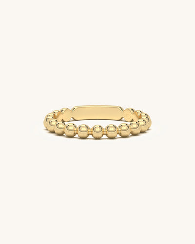 Gold Bead Ring | 925 Sterling Silver 18KT Gold Vermeil | Moissanite Embellished | Polished Bead Pattern Ring