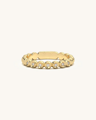 Beaded Diamond Ring in 18KT Gold Vermeil with Moissanite Diamonds