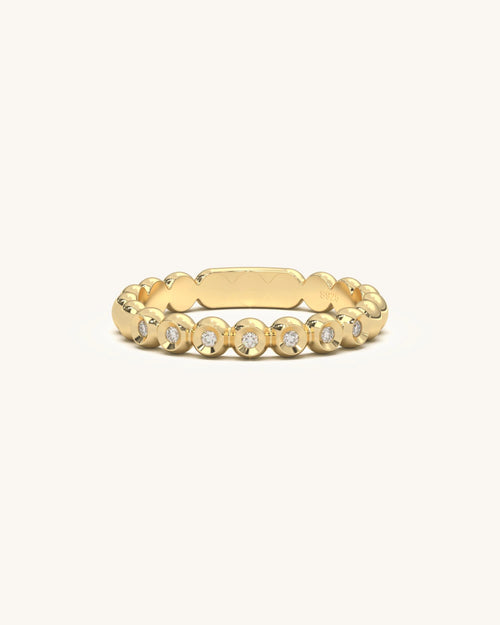 Beaded Diamond Ring in 18KT Gold Vermeil with Moissanite Diamonds