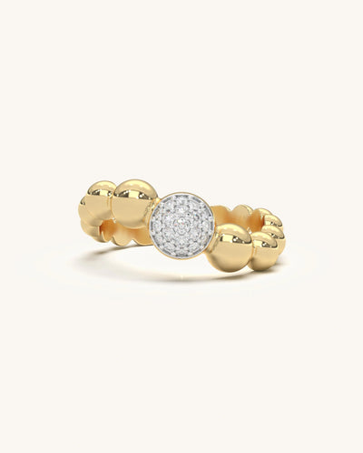 Stylish Ball Curve Ring in 18KT Gold Vermeil with Moissanite