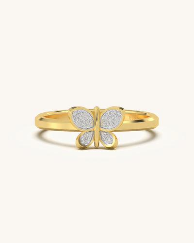 Mini Butterfly Ring in Gold Vermeil with Moissanite Diamonds