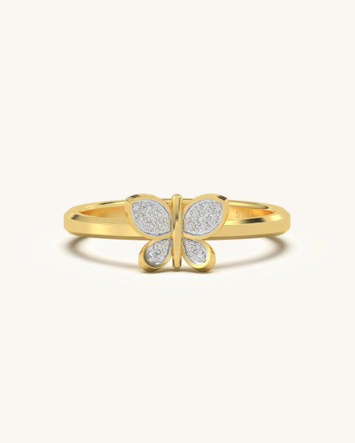 Mini Butterfly Ring in Gold Vermeil with Moissanite Diamonds