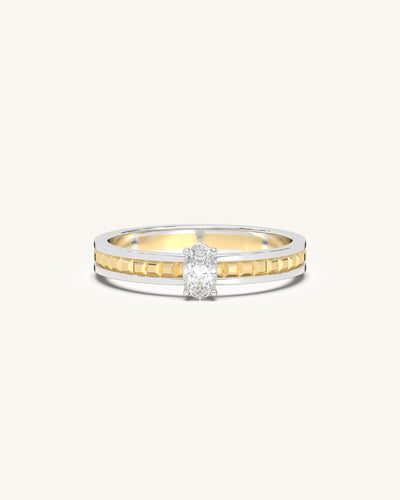 Boxy Center Oval Moissanite Diamond Band in 18KT Gold Vermeil Sterling Silver