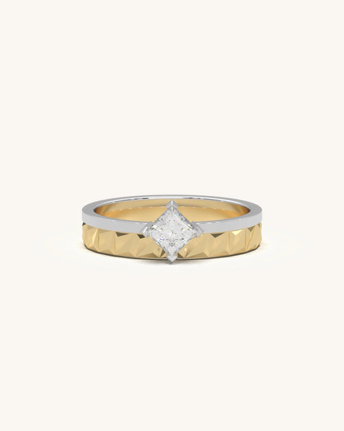 Women’s solitaire diamond rings round cut in 18KT Gold Vermeil finish