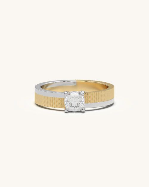 Women's solitaire diamond rings princess cut Mossanite in 18KT Gold Vermeil finish
