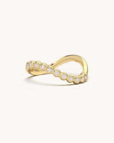 Bezel Diamond Ring with Moissanite in 18K Gold Vermeil 925 Sterling Silver, vintage modern design