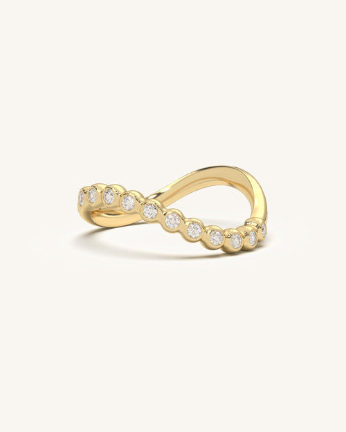 Bezel Diamond Ring with Moissanite in 18K Gold Vermeil 925 Sterling Silver, vintage modern design