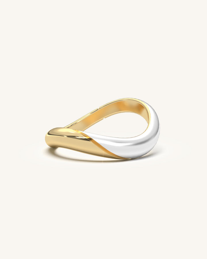 Matte Gold Ring in 18K gold vermeil sterling silver with rhodium accents, minimalist design