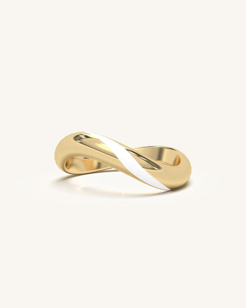 Ceramic Edge Ring in 18K Gold Vermeil & 925 Sterling Silver