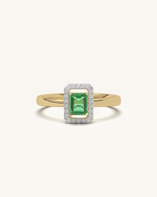 Emerald Halo Ring