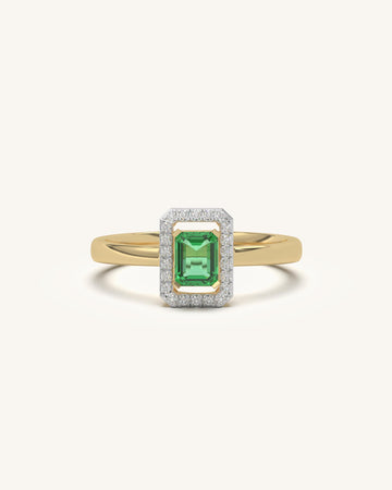 Emerald Halo Ring