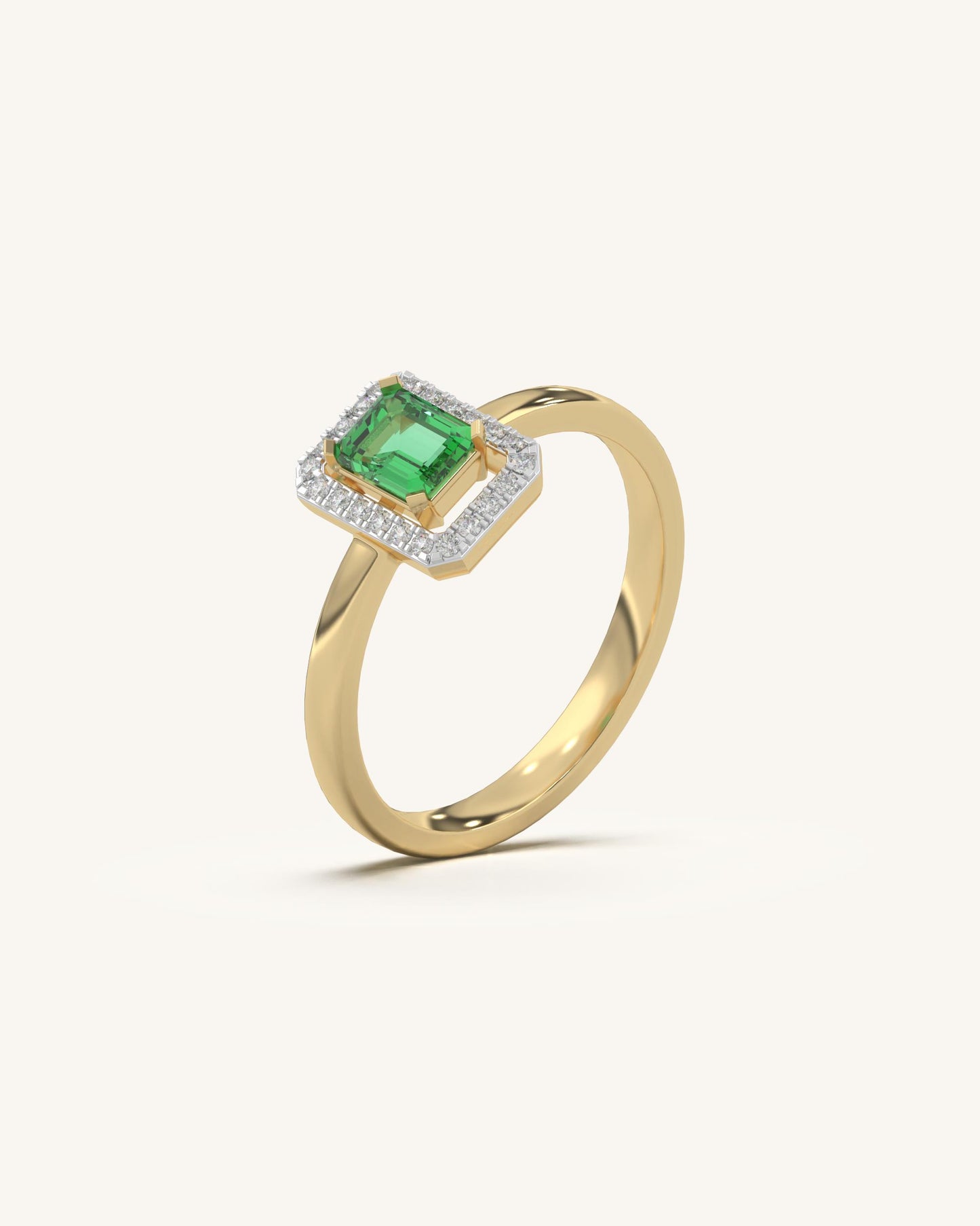 Emerald Halo Ring