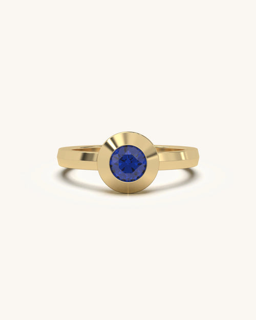 Bezel Blue Dolostone Ring in 925 Sterling Silver 18KT Gold Vermeil