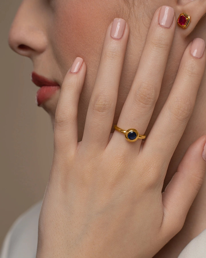 Bezel Blue Ring