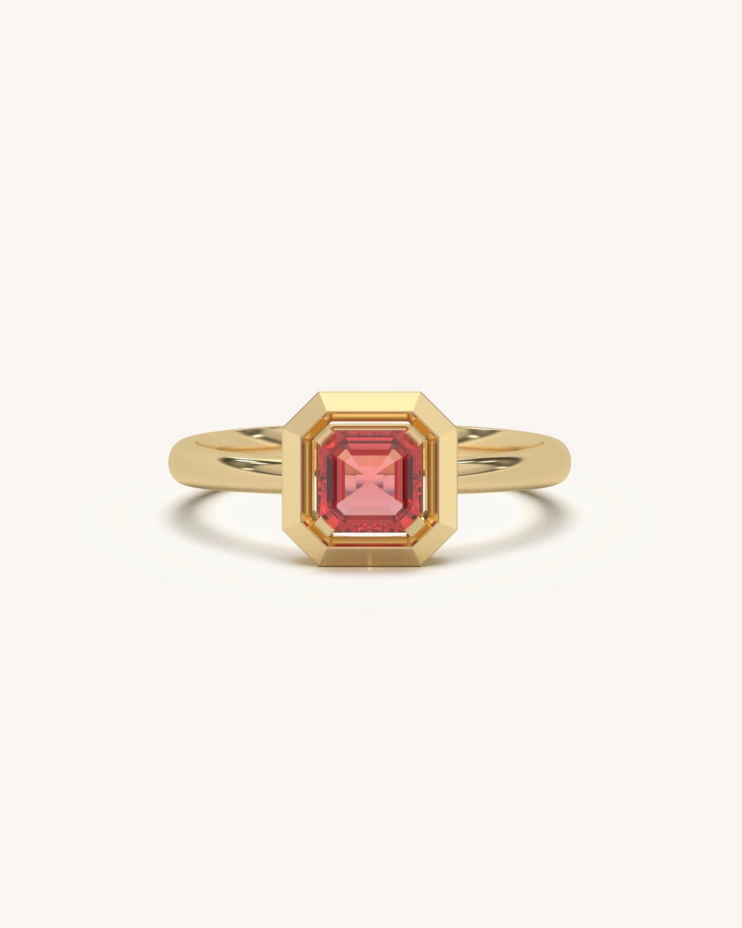 Ruby Classic Ring in 925 Sterling Silver 18K Gold Vermeil with vivid red stone