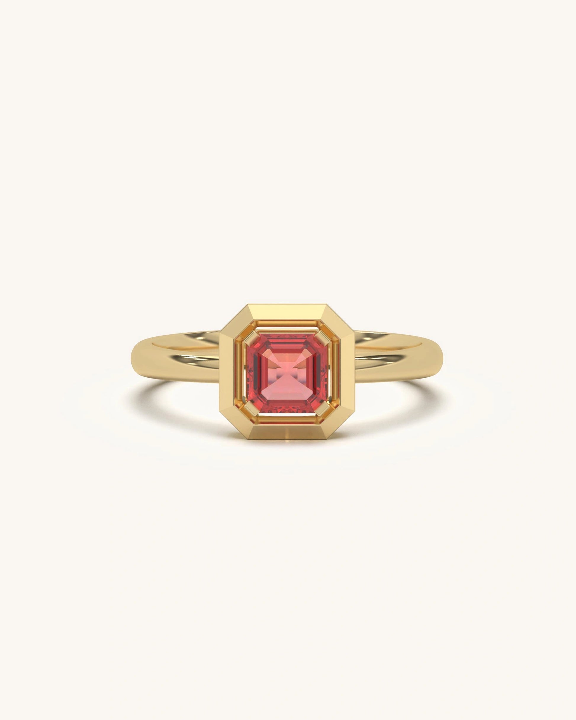 Ruby Classic Ring in 925 Sterling Silver 18K Gold Vermeil with vivid red stone