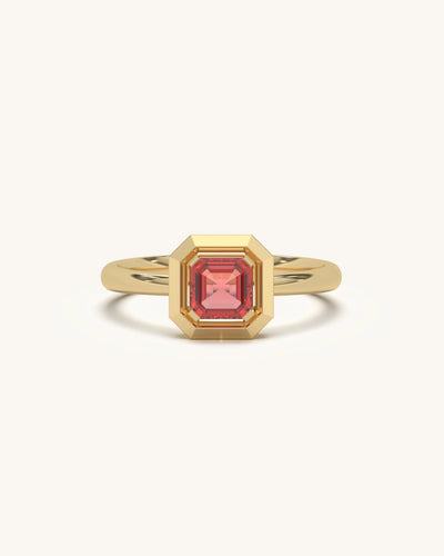 Ruby Classic Ring in 925 Sterling Silver 18K Gold Vermeil with vivid red stone