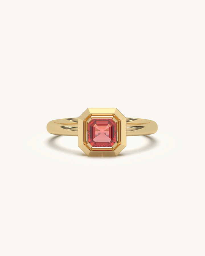 Ruby Classic Ring in 925 Sterling Silver 18K Gold Vermeil with vivid red stone