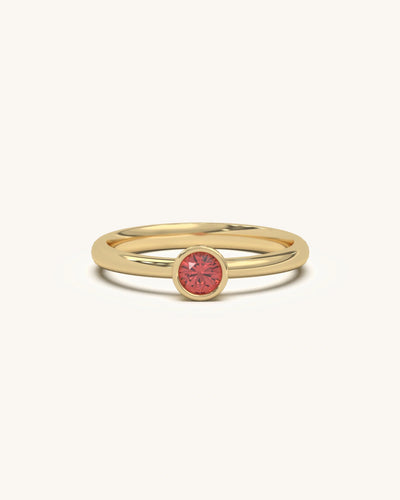 Petite Ruby Ring in 925 Sterling Silver 18K Gold Vermeil with bezel-set red stone