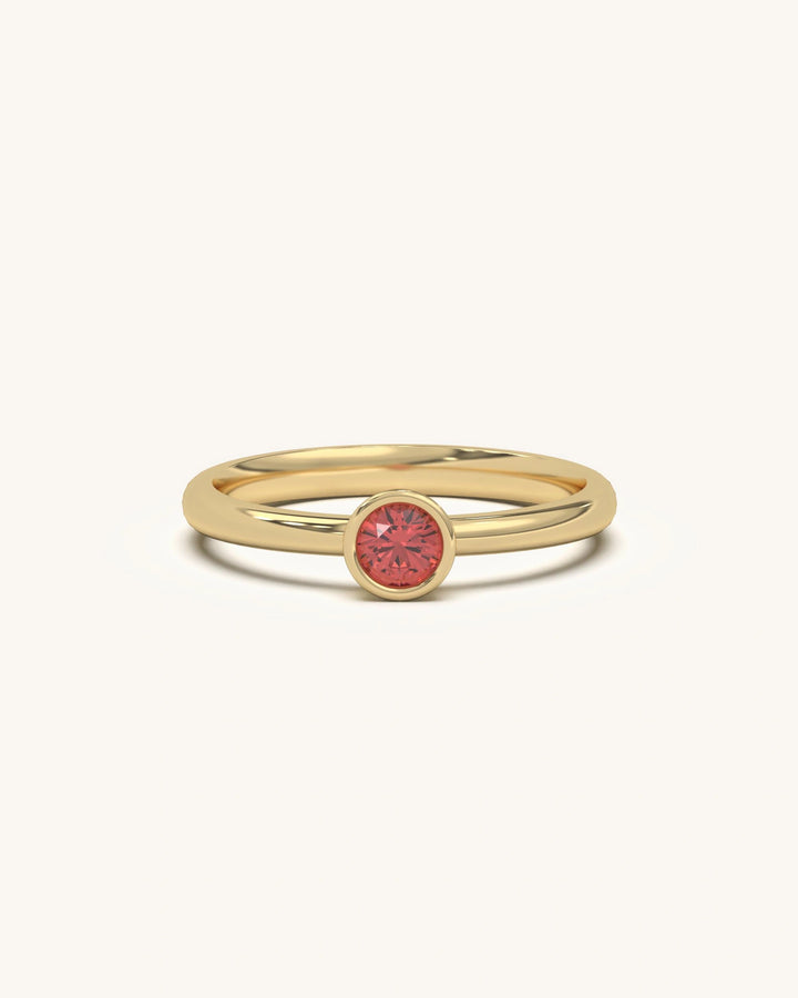 Petite Ruby Ring in 925 Sterling Silver 18K Gold Vermeil with bezel-set red stone