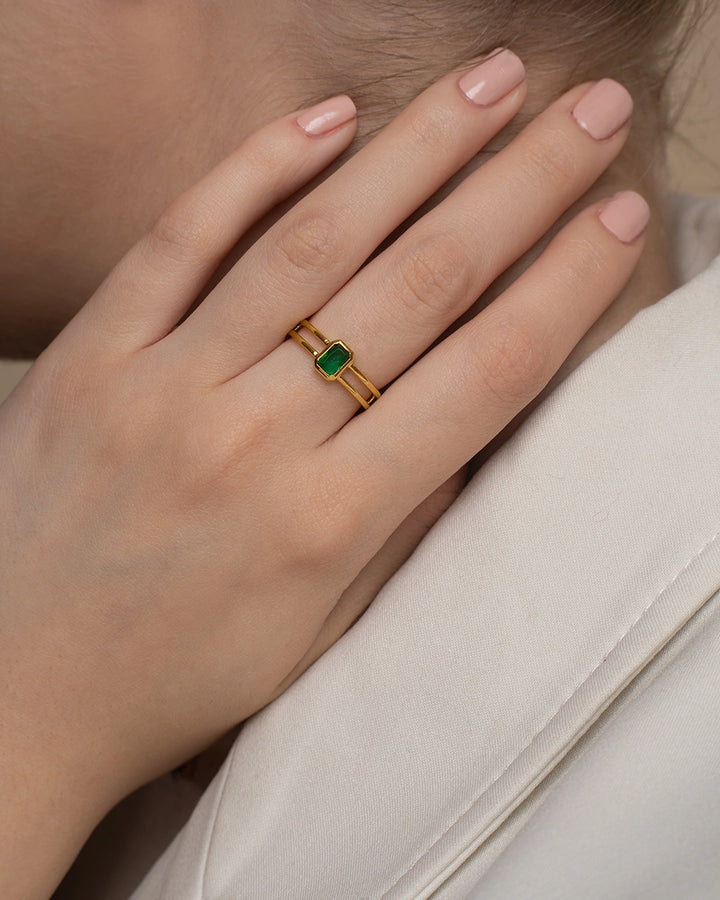 Double Band Solitaire Ring