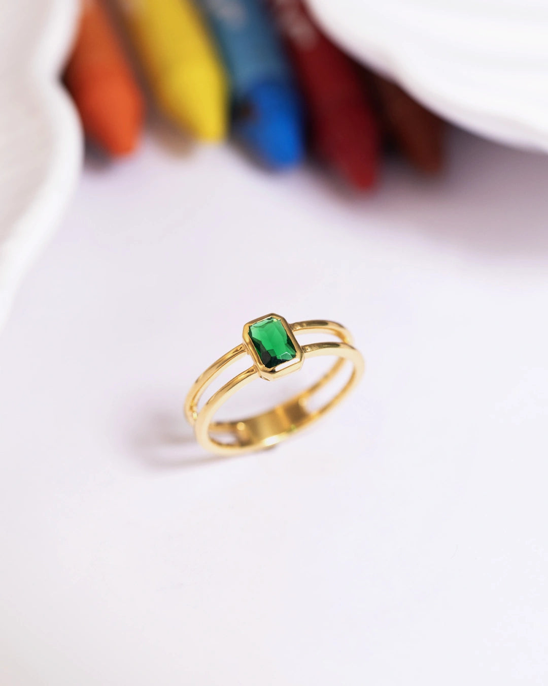 Double Band Solitaire Ring