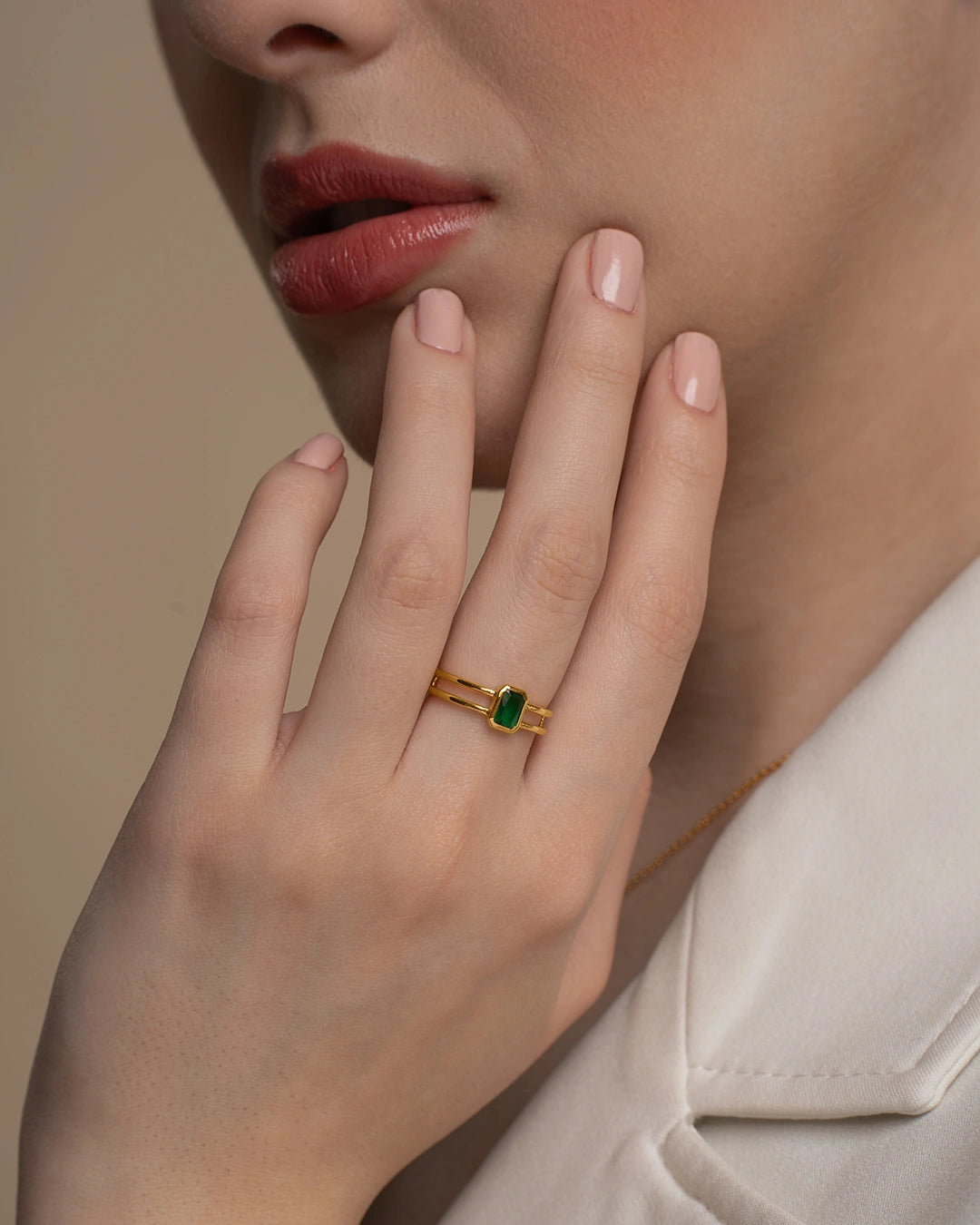 Double Band Solitaire Ring