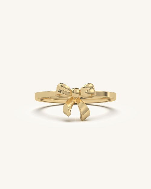 Satin Finish Bow Ring in 18K Gold Vermeil Sterling Silver with Gold Tone