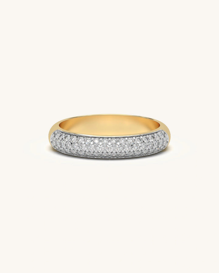 Center Dome Ring in 18KT Gold Vermeil with moissanite accents, minimalist design