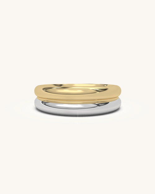 Elegant Curved Line Ring with Moissanite Diamonds in 18K Gold Vermeil Sterling Silver