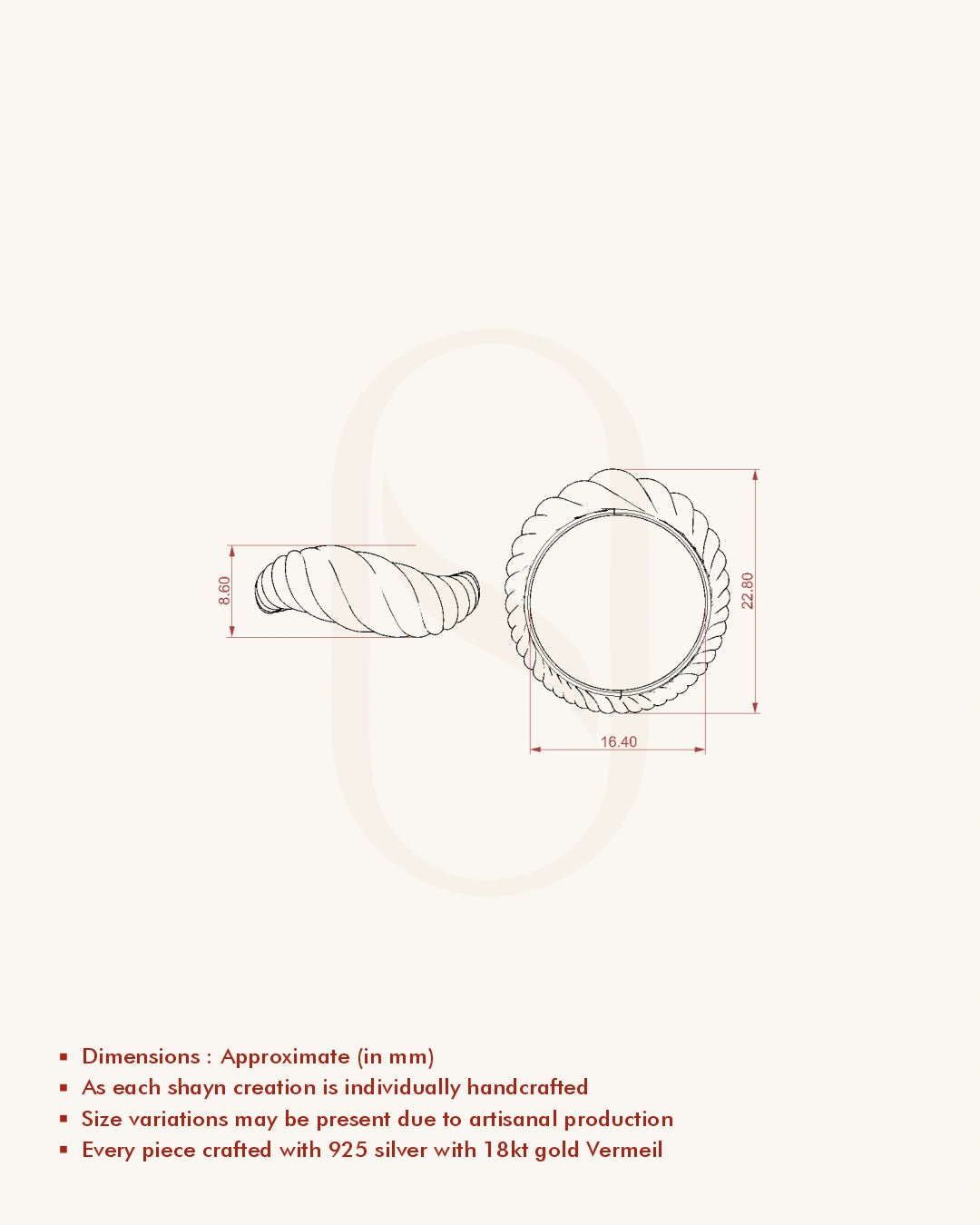 Twisted Gold Vermeil Sterling Silver Ring