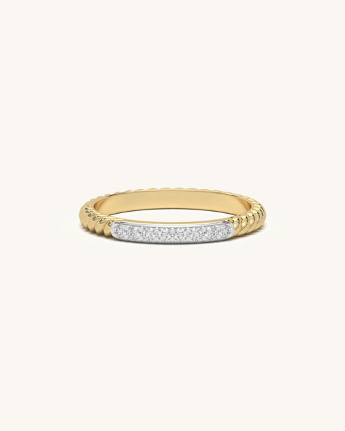 Diamond Slim Band Ring with Moissanite Stones in 18K Gold Vermeil