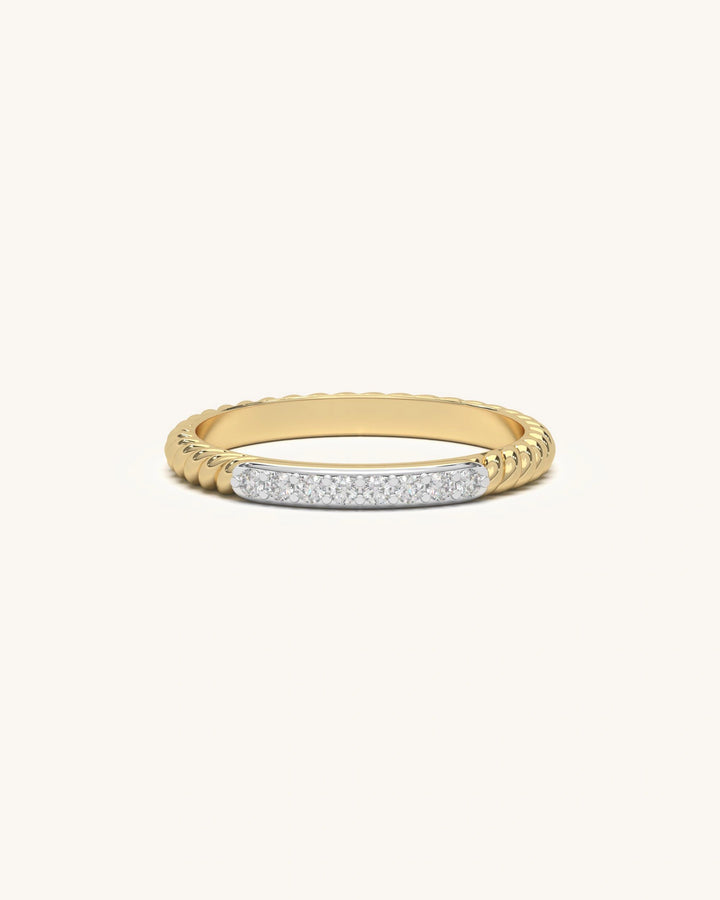 Diamond Slim Band Ring with Moissanite Stones in 18K Gold Vermeil