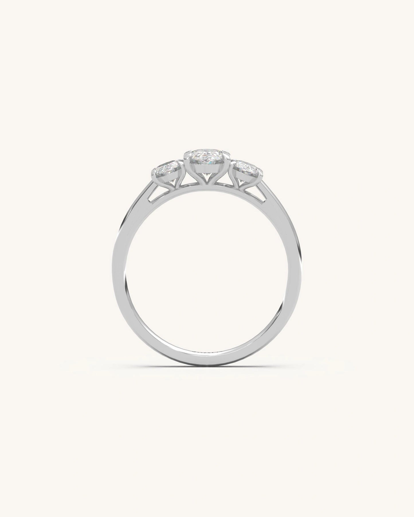 Oval Trio Solitaire Ring