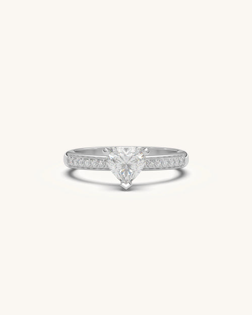 Heart shaped diamond ring romantic solitaire design