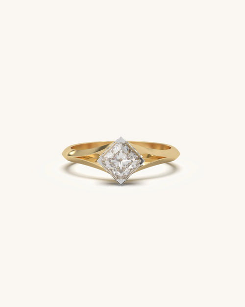 Princess cut diamond engagement rings in 18KT Gold Vermeil