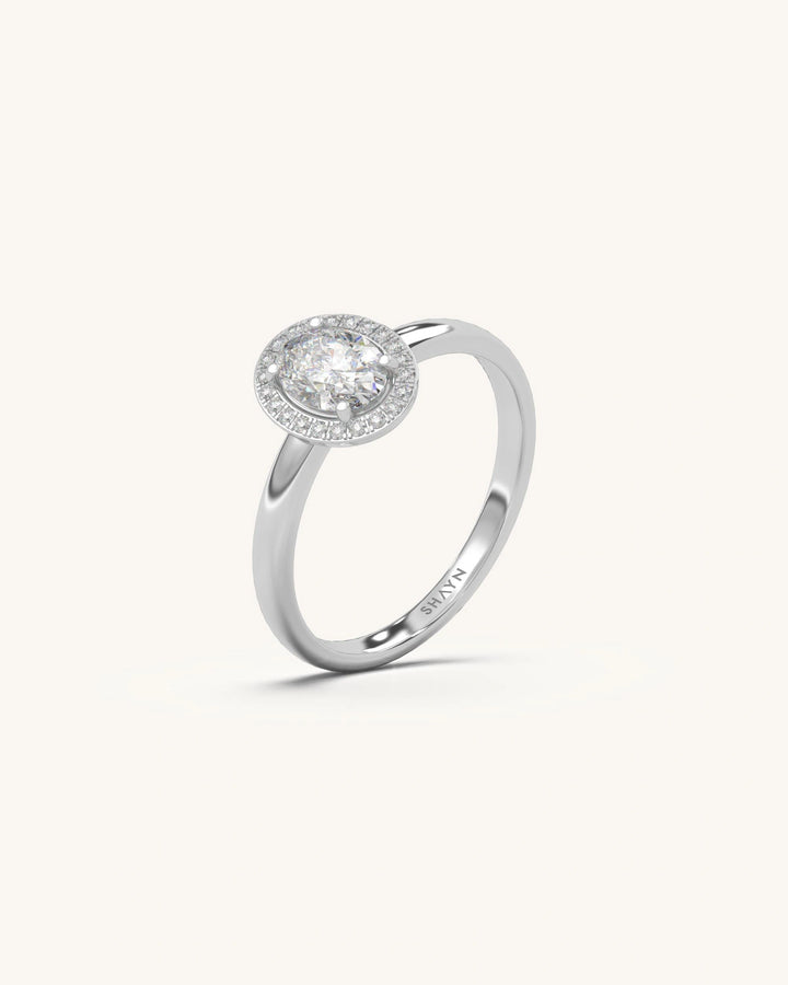 Oval Halo Solitaire Ring