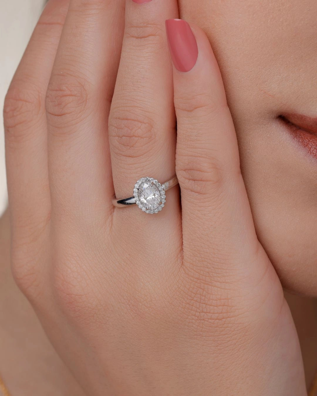 Oval Halo Solitaire Ring