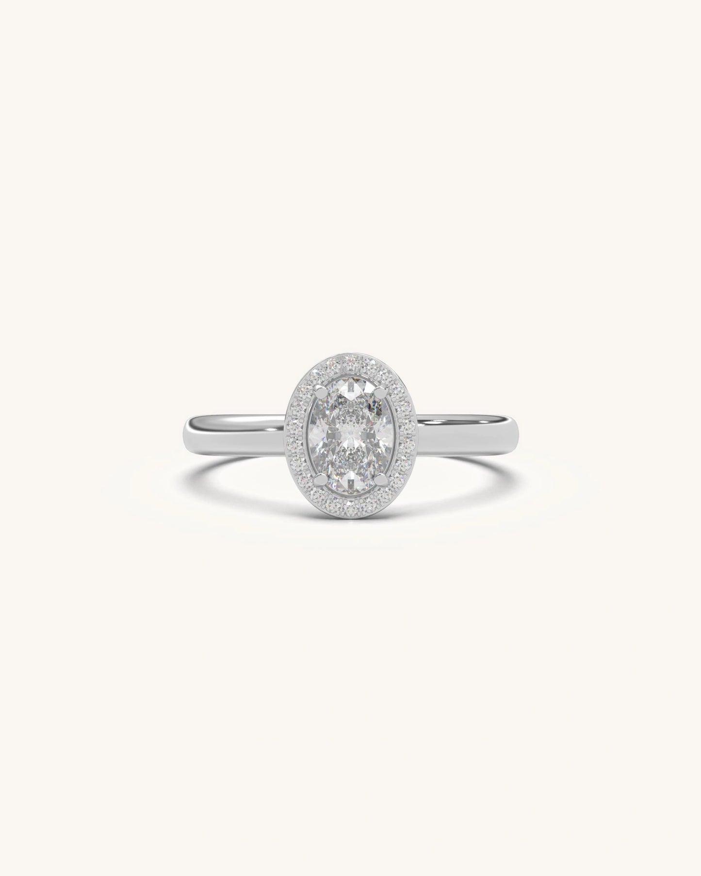 Oval Halo Solitaire Ring