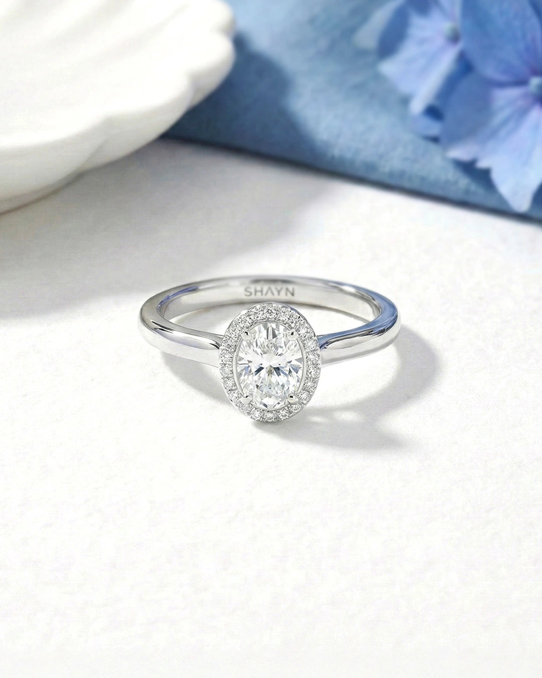 Oval Halo Solitaire Ring