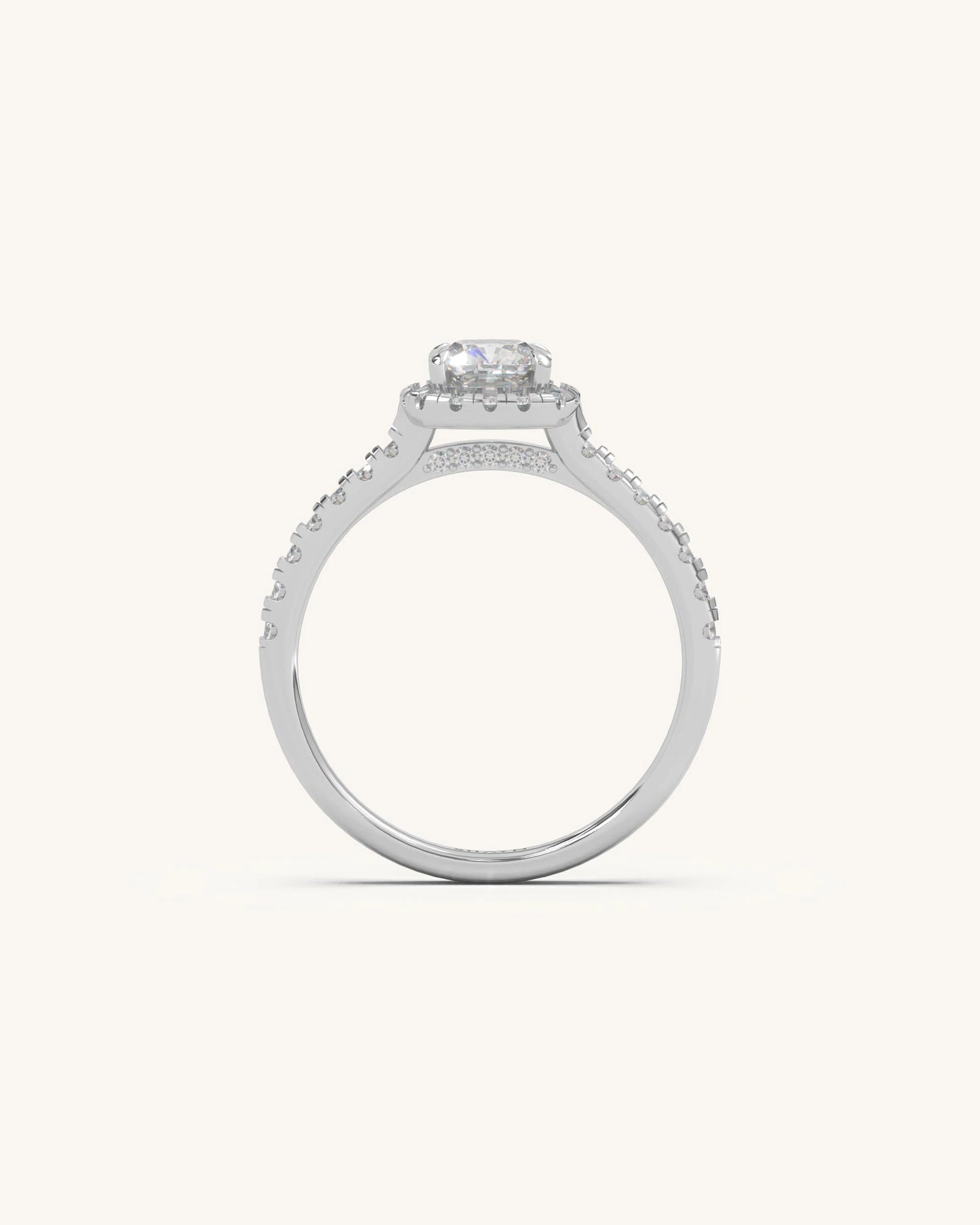 Cusion Halo Solitaire Ring