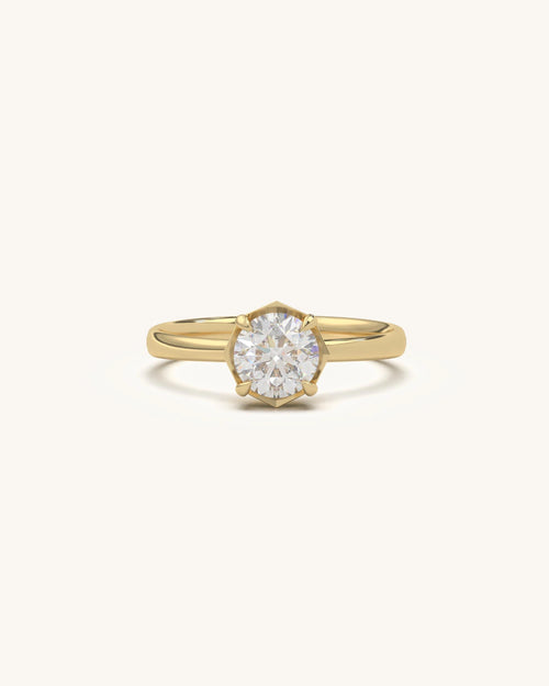 Diamond ring price in India modern solitaire in 18KT Gold Vermeil finish