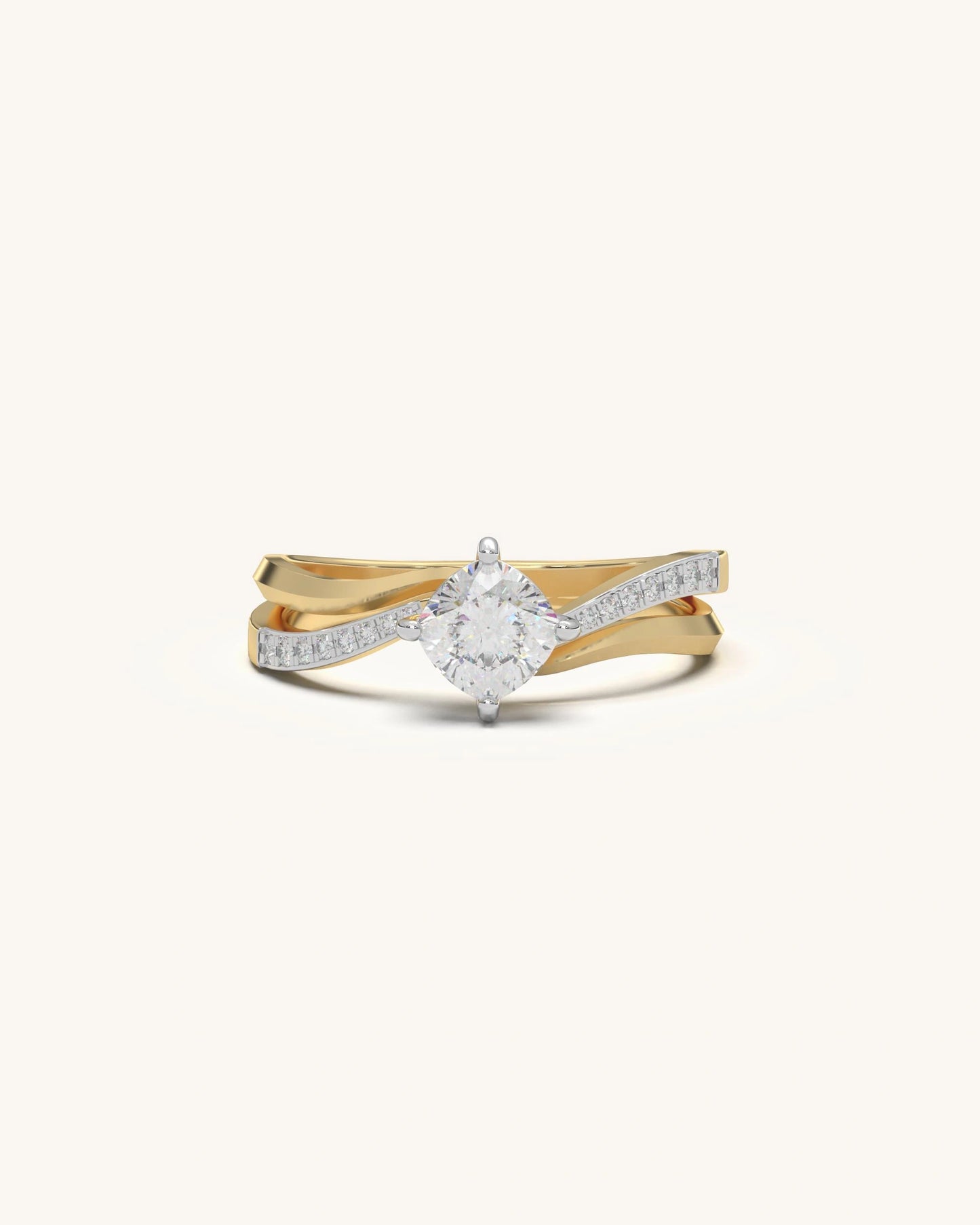 Women’s diamond ring price cushion solitaire in 18KT Gold Vermeil finish