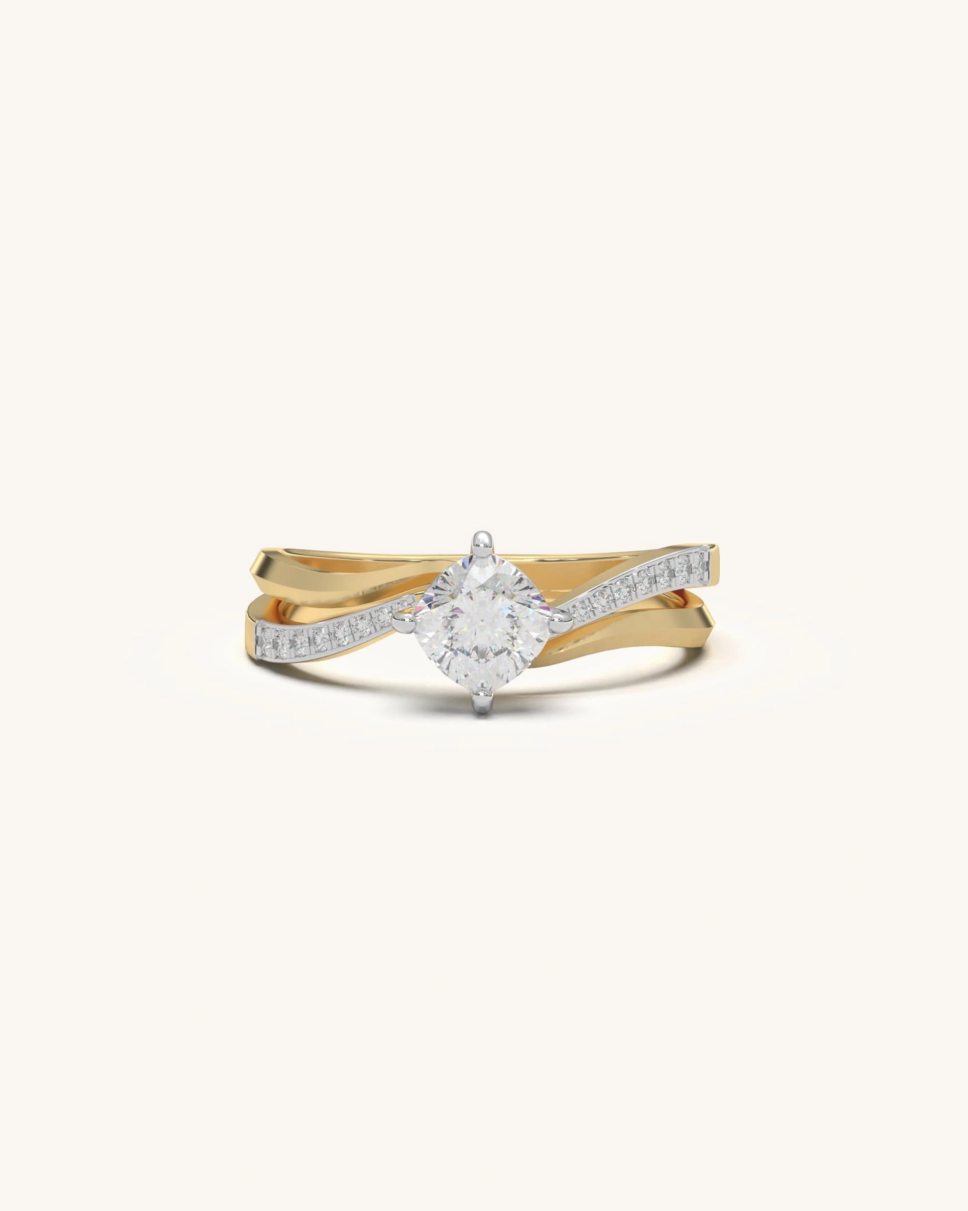 Women’s diamond ring price cushion solitaire in 18KT Gold Vermeil finish
