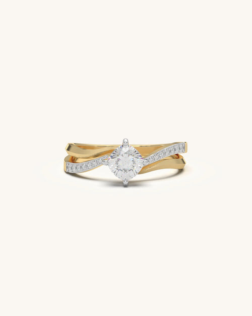 Women’s diamond ring price cushion solitaire in 18KT Gold Vermeil finish