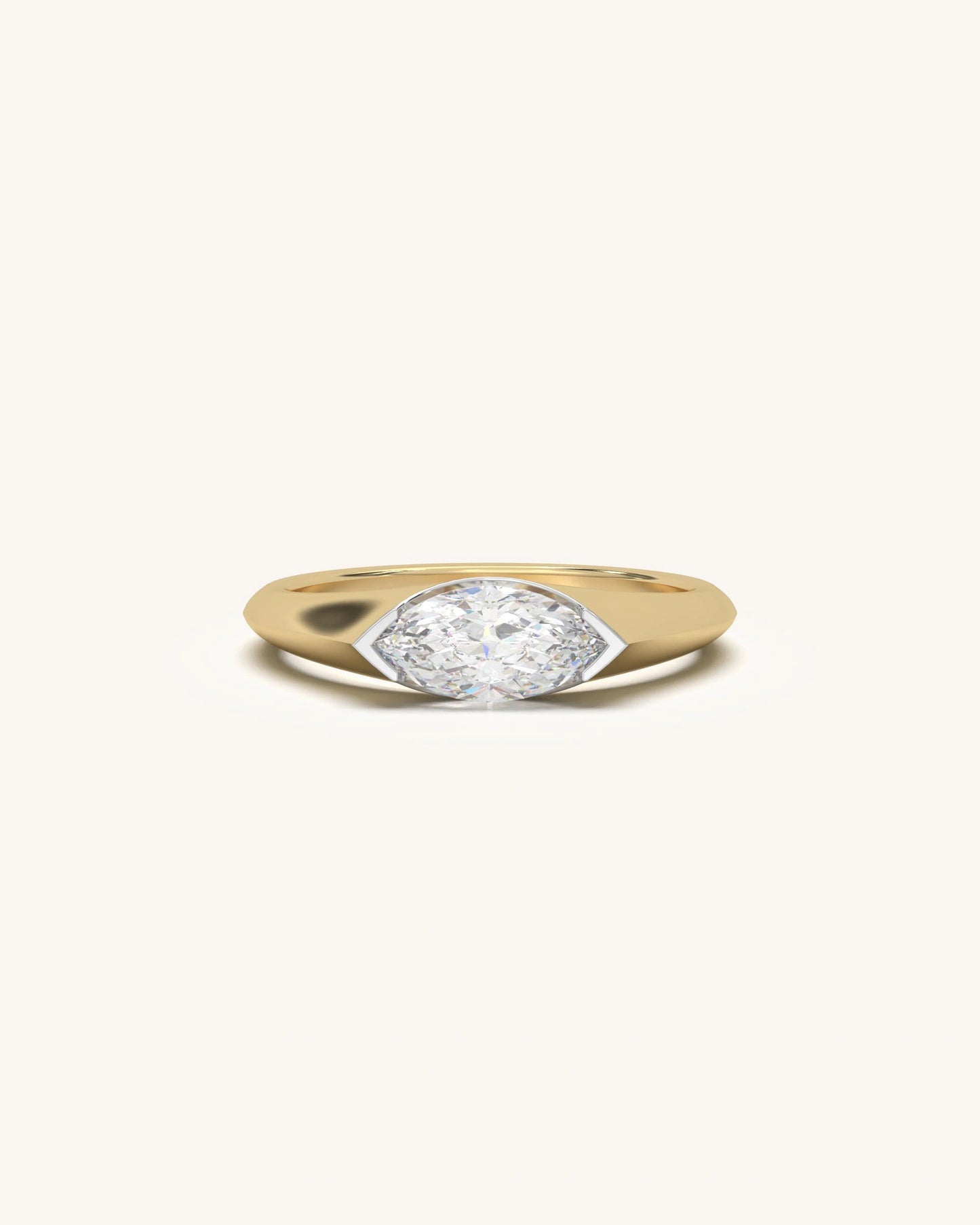 Diamond wedding rings marquise solitaire in 18KT Gold Vermeil finish